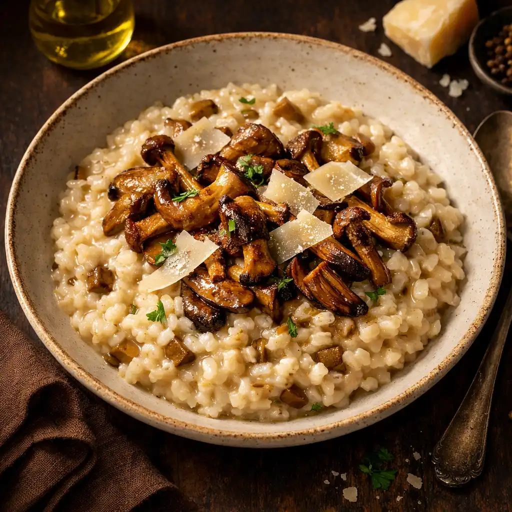Risotto crémeux aux champignons des bois et parmesan